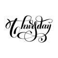 Thursday day of the week handwritten black ink calligraphy