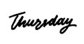 Thursday handwriting vector ink. Black on white. Brush-pen style lettering.