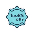 Color illustration icon for Thursday, banner and sticker