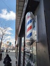 Thursday March 30th Toronto Ontario Canada barber shop exterior in bloor Street West Village