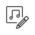 Black line icon for Thus, consequently and music