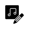 Black solid icon for Thus, consequently and music Royalty Free Stock Photo