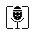 Black solid icon for Thus, microphone and consequently