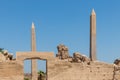 Thutmose I Obelisk and Queen Hatshepsut Obelisk in Amun Temple, Karnak, Luxor, Egypt Royalty Free Stock Photo