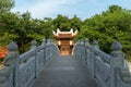 Thuy Trung Tien temple with stone bridge on Thanh Nien street in Hanoi, Vietnam