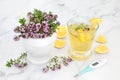 Thyme Herb and Lemon for Natural Cold and Flu Remedy Royalty Free Stock Photo