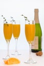 Thyme Infused Mimosas in Flute Stemware Royalty Free Stock Photo