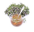 Thyme tea with fresh bunches thyme