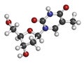 Thymidine (deoxythymidine) nucleoside molecule. DNA building block. Atoms are represented as spheres with conventional color Royalty Free Stock Photo