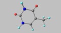 Thymine molecular structure isolated on grey