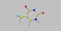 Thymine molecular structure isolated on grey