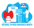 Thyroid Awareness Month is celebrated in January in USA. Hypothyroidism concept vector. Endocrinologists diagnose and treat human