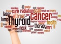 Thyroid cancer word cloud and hand with marker concept