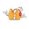 Thyroid Cartoon design concept listening music on headphone