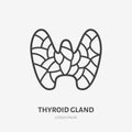 Thyroid gland line icon, vector pictogram of human internal organ. Anatomy illustration, sign for medical