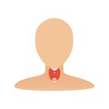 Thyroid gland organ on body silhouette icon