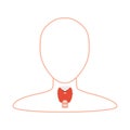 Thyroid gland organ on body silhouette icon