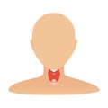 Thyroid gland organ on body silhouette icon