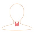 Thyroid gland organ on body silhouette icon