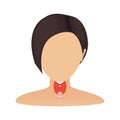 Thyroid gland organ on woman silhouette icon