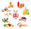 Thyroid Nutrition Vector Set. Good and Bad Food with Thyroid Organ in the Middle