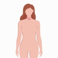 Thyroid on woman body silhouette vector medical illustration isolated on white background. Human inner organ placed in Royalty Free Stock Photo
