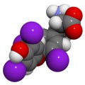 Thyroxine hormone molecule, chemical structure.
