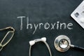 Thyroxine is shown on the conceptual medical photo