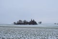 ThÃÂ¼r, Germany - 01 17 2021: Fraukirch in winter with light snow, seen from the main road