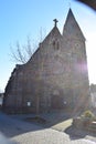 ThÃÂ¼r, Germany - 12 20 2021: medieval volcano stone church in ThÃÂ¼r with low winter sund Royalty Free Stock Photo