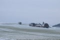 ThÃÂ¼r, Germany - 01 17 2021: settlement Fraukirch in the field with with light snow
