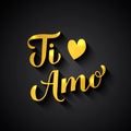 Ti Amo gold calligraphy. I Love You inscription in Italian. Valentines day typography poster. Vector template for banner Royalty Free Stock Photo