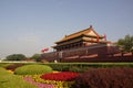 Tian`anmen and flower beds in front of Beijing