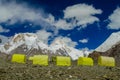 Tian Shan mountain glacier base camp of South Inilchek