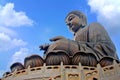 Tian Tan Buddha or Giant Buddha statue at Po Lin Monastery Ngong Ping, Lantau Island, Hong Kong, China isolated on white Royalty Free Stock Photo