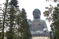 Tian Tan Buddha is a large bronze statue of Buddha Shakyamuni, completed in 1993, and located at Ngong Ping, Lantau Island, in Hon Royalty Free Stock Photo