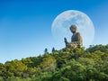 Tian Tan Buddha Statue Po Lin Monastery, Lantau Island, Ngong Ping Village in Hong Kong, scenery on heaven Big buddha in moon and Royalty Free Stock Photo