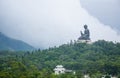 Tian Tan Buddha statue up on mountain, Ngong Ping village, Lantau Island, Hong Kong Royalty Free Stock Photo