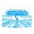 The Tiananmen Gate. Beijing, China. Graphic sketch Royalty Free Stock Photo