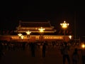 Tiananmen square in Beijing, China. Forbidden City, night, lights and Mao Zedong image