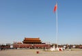 The Gate of Heavenly Peace and Chinese flag in Tiananmen Square, Beijing, China. Royalty Free Stock Photo