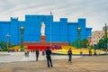 Tianfu Square in Chengdu , with statue of Mao Zedong during autumn at Chengdu Sichuan , China : 13 October 2023 Royalty Free Stock Photo