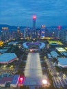 Tianhe Sports Center and Guangzhou Tianhe North Business District Royalty Free Stock Photo