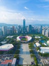 Tianhe Sports Center and Guangzhou Tianhe North Business District Royalty Free Stock Photo