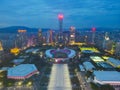 Tianhe Sports Center and Guangzhou Tianhe North Business District Royalty Free Stock Photo