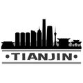 Tianjin China Asia Icon Vector Art Design Skyline Night Flat Shadow