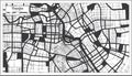 Tianjin China City Map in Black and White Color in Retro Style. Outline Map