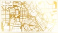 Tianjin China City Map in Retro Style in Golden Color. Outline Map