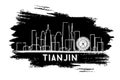 Tianjin China City Skyline Silhouette. Hand Drawn Sketch