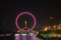 Tianjin ferris wheel,Tianjin eyes, night scene cityscape.